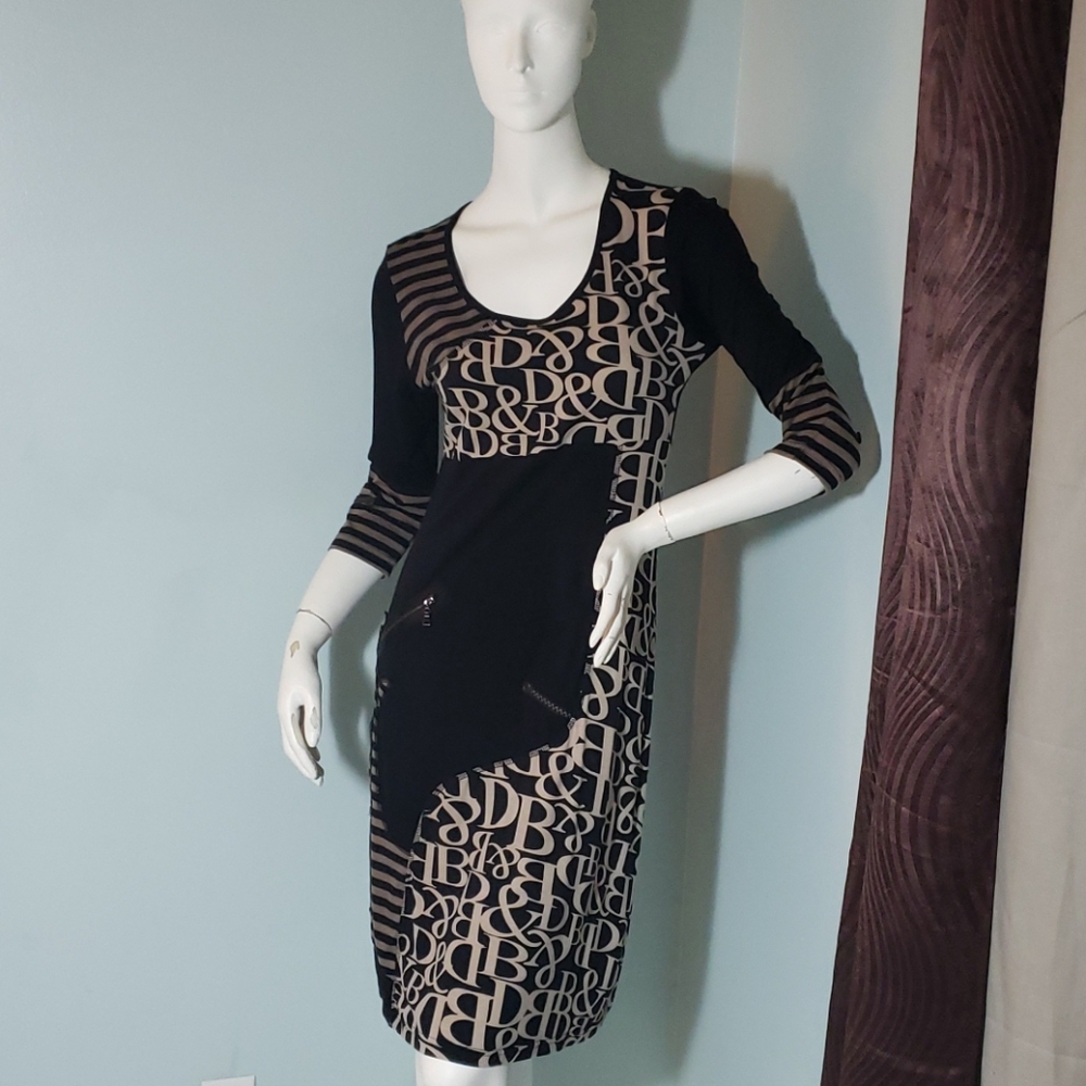 Linea Domani Black & Taupe Alphabet Dress -S/P